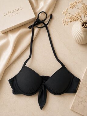 H&M Black Bikini Top 34B Halter Swim Top